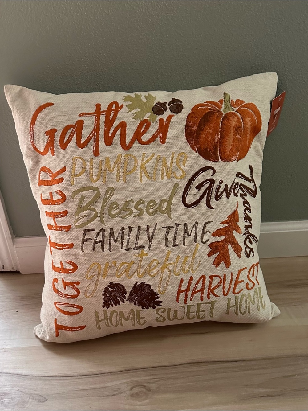 Gather Fall Words Decorative Accent Pillow